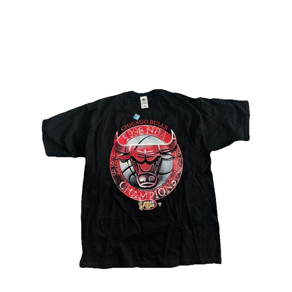 Vintage Starter Chicago Bulls T Shirt XL Black 1998 NBA Finals Champs Tour